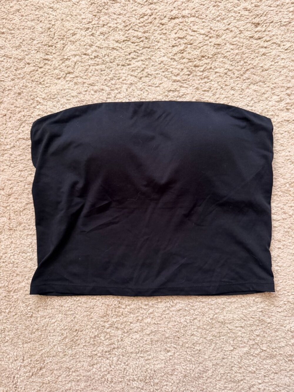 UNIQLO AIRism Cropped Tube Bra Top Black Built In Bra *NO STRAPS*